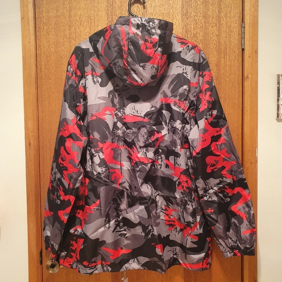 Men's Harajuku Red Camo Windcheater w Hood - Picture 4 of 4